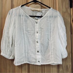Jen’s Pirate Booty ‘Simply Natural’ Açaí Button-Up Cotton Blouse S
